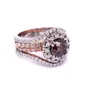 Round Cut Chocolate Rose Gold Halo Engagement Ring in 925 Sterling Silver