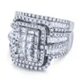 Princess Cut Diamond White Sterling Silver Halo Bridal Sets
