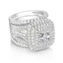 Princess Cut Diamond White Halo Insert Bridal Sets in 925 Sterling Silver