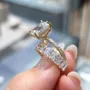 Emerald Cut Diamond White Yellow Gold Classic Ring Sets in 925 Sterling Silver