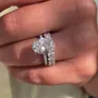 Oval Cut Diamond White 2-Piece Ring Sets in 925 Sterling Silver