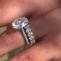 Oval Cut Diamond White 2-Piece Ring Sets in 925 Sterling Silver