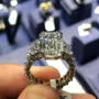 Emerald Cut Diamond White 925 Sterling Silver 3-Stone Bridal Sets
