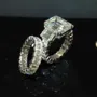 Emerald Cut Diamond White 925 Sterling Silver 3-Stone Bridal Sets