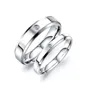 Round Diamond White Titanium Silver Couple Rings
