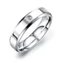 Round Diamond White Titanium Silver Couple Rings