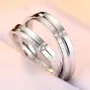 I Miss You Round Diamond White Sterling Silver Couple Rings
