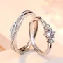 Round Diamond White Sterling Silver Infinity Couple Rings