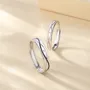 Round Diamond White Sterling Silver Couple Rings