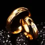 Round Diamond White Yellow Gold Titanium Couple Rings