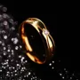 Round Diamond White Yellow Gold Titanium Couple Rings