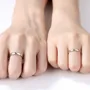 Round Diamond White Sterling Silver Couple Rings