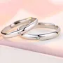 Round Diamond White Sterling Silver Couple Rings