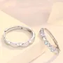 Round Diamond White Sterling Silver Heart Couple Rings