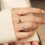 Round Diamond White Sterling Silver Couple Rings