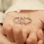 Round Diamond White Sterling Silver Couple Rings