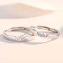 Round Diamond White Sterling Silver Couple Rings