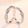 Round Diamond White Sterling Silver Infinity Couple Rings