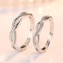 Round Diamond White Sterling Silver Infinity Couple Rings