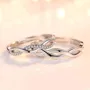 Round Diamond White Sterling Silver Infinity Couple Rings