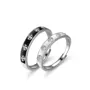 Black and White Iris Sterling Silver Couple Rings