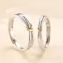 Yellow Gold Tie Sterling Silver Couple Rings