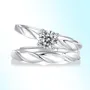 Round Cut Moissanite Diamond White 925 Sterling Silver Adjustable Size Couple Rings