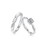 Round Cut Moissanite Diamond White 925 Sterling Silver Adjustable Size Couple Rings