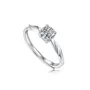 Round Cut Moissanite Diamond White 925 Sterling Silver Adjustable Size Couple Rings