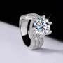 Round Cut Moissanite Diamond White 925 Sterling Silver Art Deco Engagement Ring