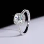 Round Cut Moissanite Diamond White 925 Sterling Silver Halo Engagement Ring