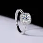 Round Cut Moissanite Diamond White 925 Sterling Silver Halo Engagement Ring