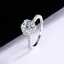 Round Cut Moissanite Diamond White 925 Sterling Silver Halo Engagement Ring