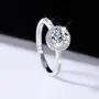 Round Cut Moissanite Diamond White 925 Sterling Silver Halo Engagement Ring