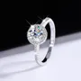 Round Cut Moissanite Diamond White 925 Sterling Silver Halo Engagement Ring