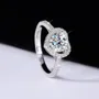 Round Cut Moissanite Diamond White 925 Sterling Silver Halo Engagement Ring