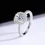 Round Cut Moissanite Diamond White 925 Sterling Silver Halo Engagement Ring
