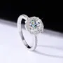 Round Cut Moissanite Diamond White 925 Sterling Silver Halo Engagement Ring