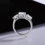Round Cut Moissanite Diamond White 925 Sterling Silver 3-Stone Engagement Ring