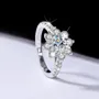 Round Cut Moissanite Diamond White 925 Sterling Silver Halo Engagement Ring