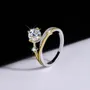 Round Cut Moissanite Diamond White 925 Sterling Silver Art Deco Engagement Ring