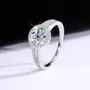 Round Cut Moissanite Diamond White 925 Sterling Silver Halo Engagement Ring