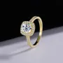 Round Cut Moissanite Diamond White Yellow Gold 925 Sterling Silver Halo Engagement Ring