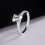 Emerald Cut Moissanite Diamond White 925 Sterling Silver Solitaire Engagement Ring