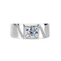 Round Cut Moissanite Diamond White 925 Sterling Silver Men's Ring