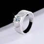 Round Cut Moissanite Diamond White 925 Sterling Silver Men's Ring