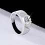 Round Cut Moissanite Diamond White 925 Sterling Silver Men's Ring