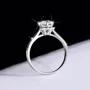 Round Cut Moissanite Diamond White 925 Sterling Silver Halo Engagement Ring