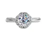 Round Cut Moissanite Diamond White 925 Sterling Silver Halo Engagement Ring