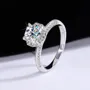 Round Cut Moissanite Diamond White 925 Sterling Silver Halo Engagement Ring